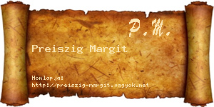 Preiszig Margit névjegykártya